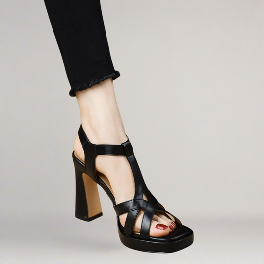 Alessia – Ręcznie robione sandały na obcasie ze sztucznej skóry