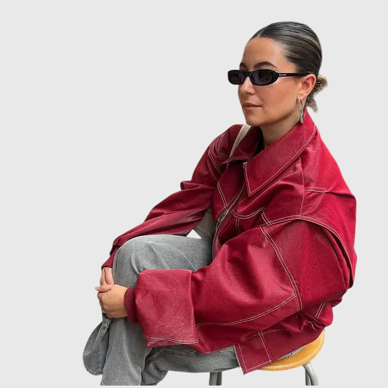 Faye™ - Oversize Skórzana Kurtka