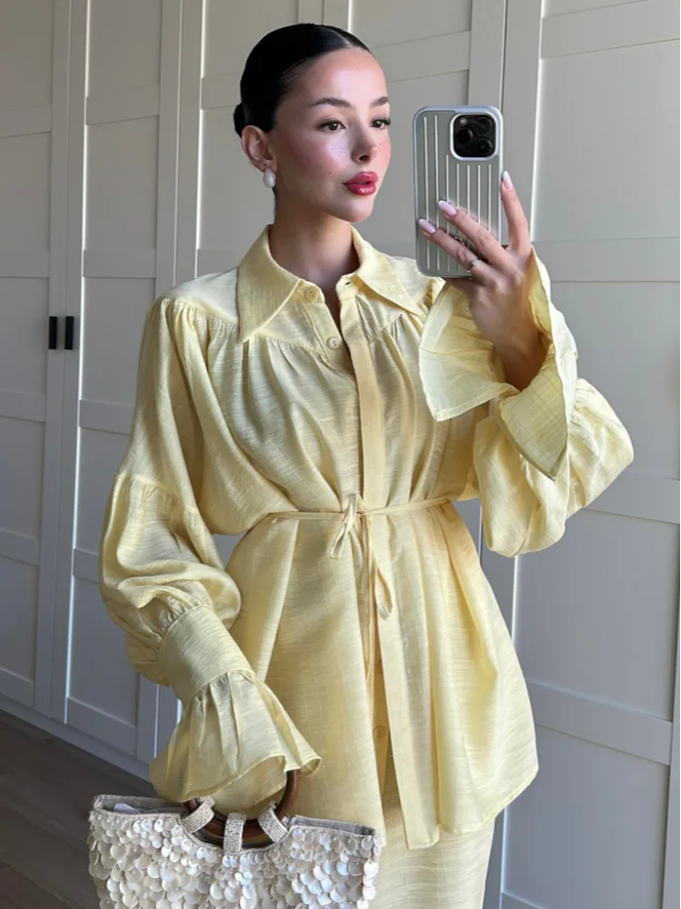 Biezdziadka – Lniany komplet bluzka i spodnie