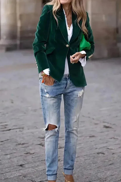 Afrodyta – Elegancka marynarka z aksamitnym wykończeniem