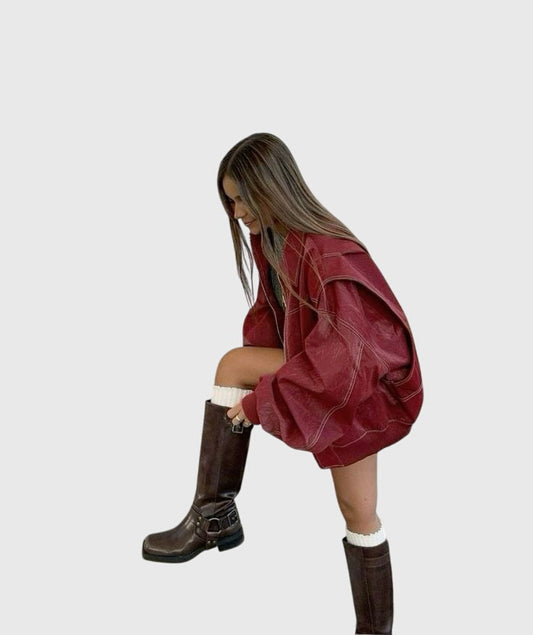 Faye™ - Oversize Skórzana Kurtka