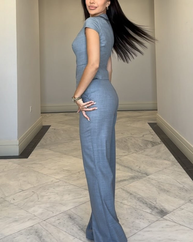 Laura - Komplet lniana bluzka i spodnie