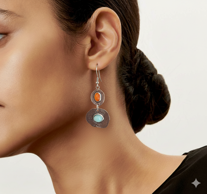 Srebrne kolczyki Natura w stylu vintage