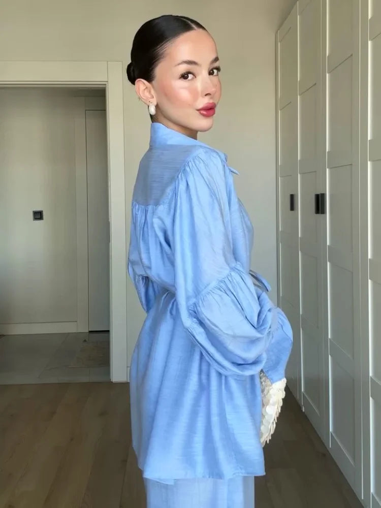 Biezdziadka – Lniany komplet bluzka i spodnie