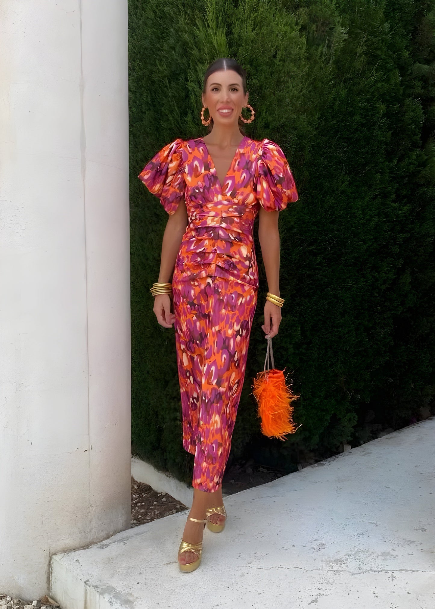 Honorata – Sukienka z plisowanymi rękawami